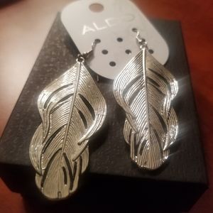 NWT Aldo Silver Feather Earrings
